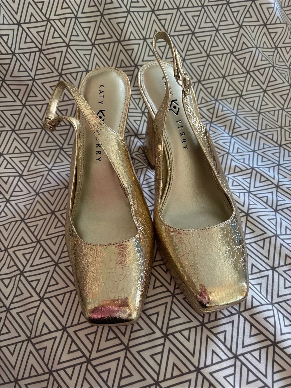 Katy Perry Gold Metallic Platform Slingback Pumps